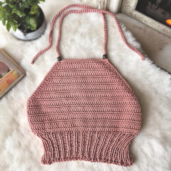 🌸‎ Handmade Crochet + Knit Rib Halter Top 🌸 - Picture 2 of 5